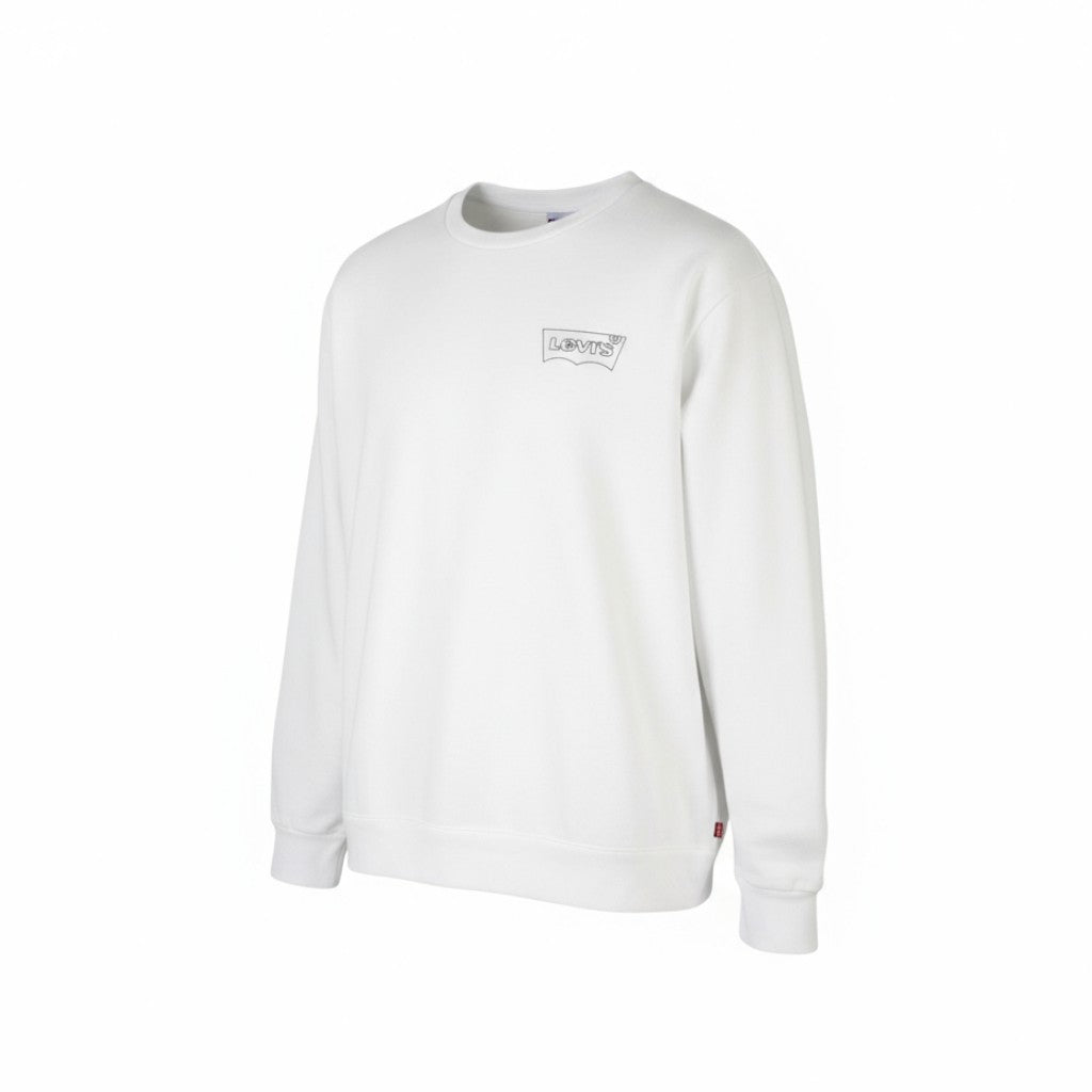 LEVI'S Standard Fit Men Sweatshirt XL White Crew Neck Graphic Logo Pull On