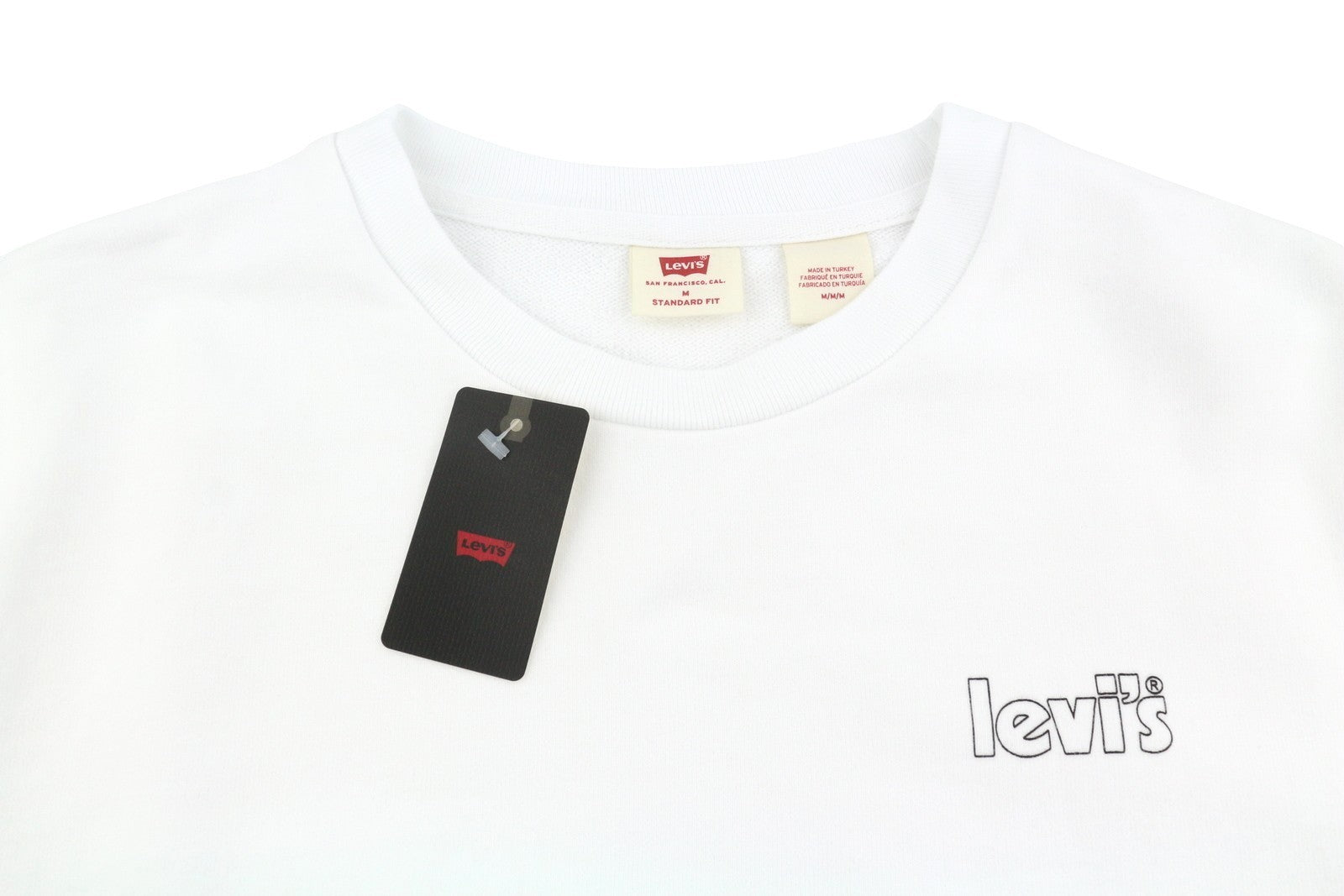 LEVI'S Standard Fit Men Sweatshirt M White Crew Collar Graphic Logo Pull On