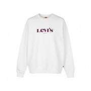 LEVI'S Relaxed Fit Men Sweatshirt M White Crew Collar Graphic Logo Pull On