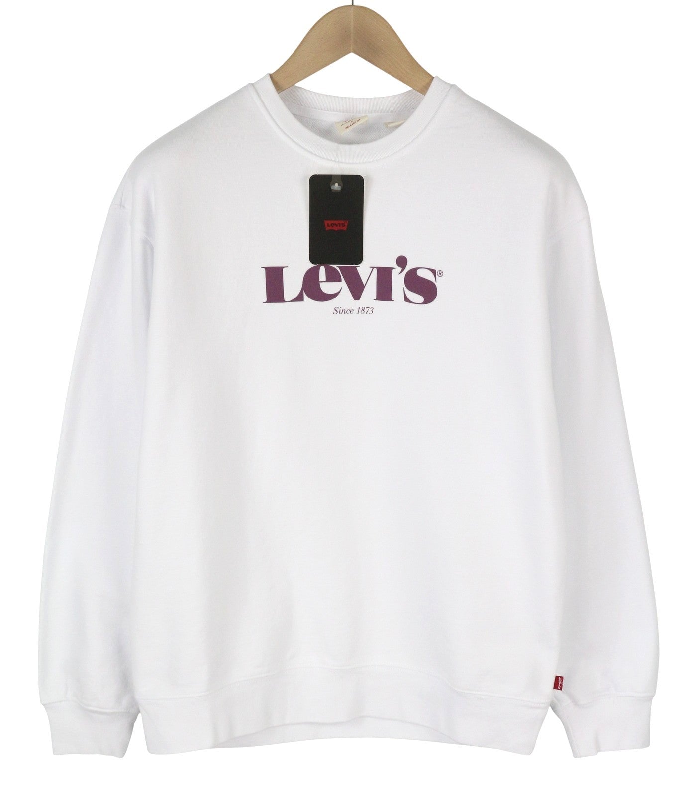 LEVI'S Relaxed Fit Men Sweatshirt M White Crew Collar Graphic Logo Pull On