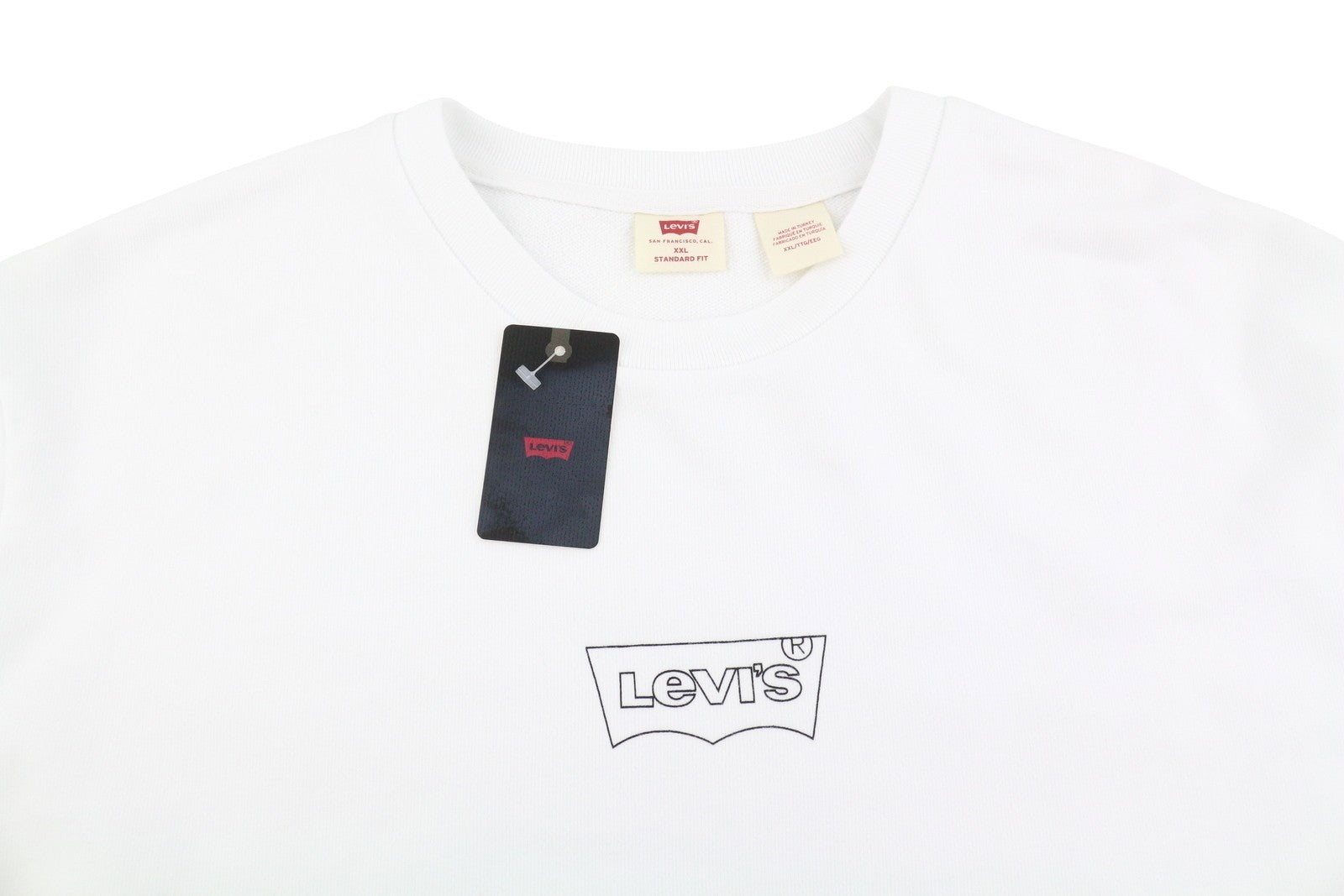 LEVI'S Standard Fit Men Sweatshirt 2XL White Crew Neck Graphic Logo Pull On