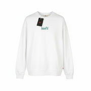 LEVI'S Relaxed Fit Men Sweatshirt M White Cotton Crew Logo Pull On