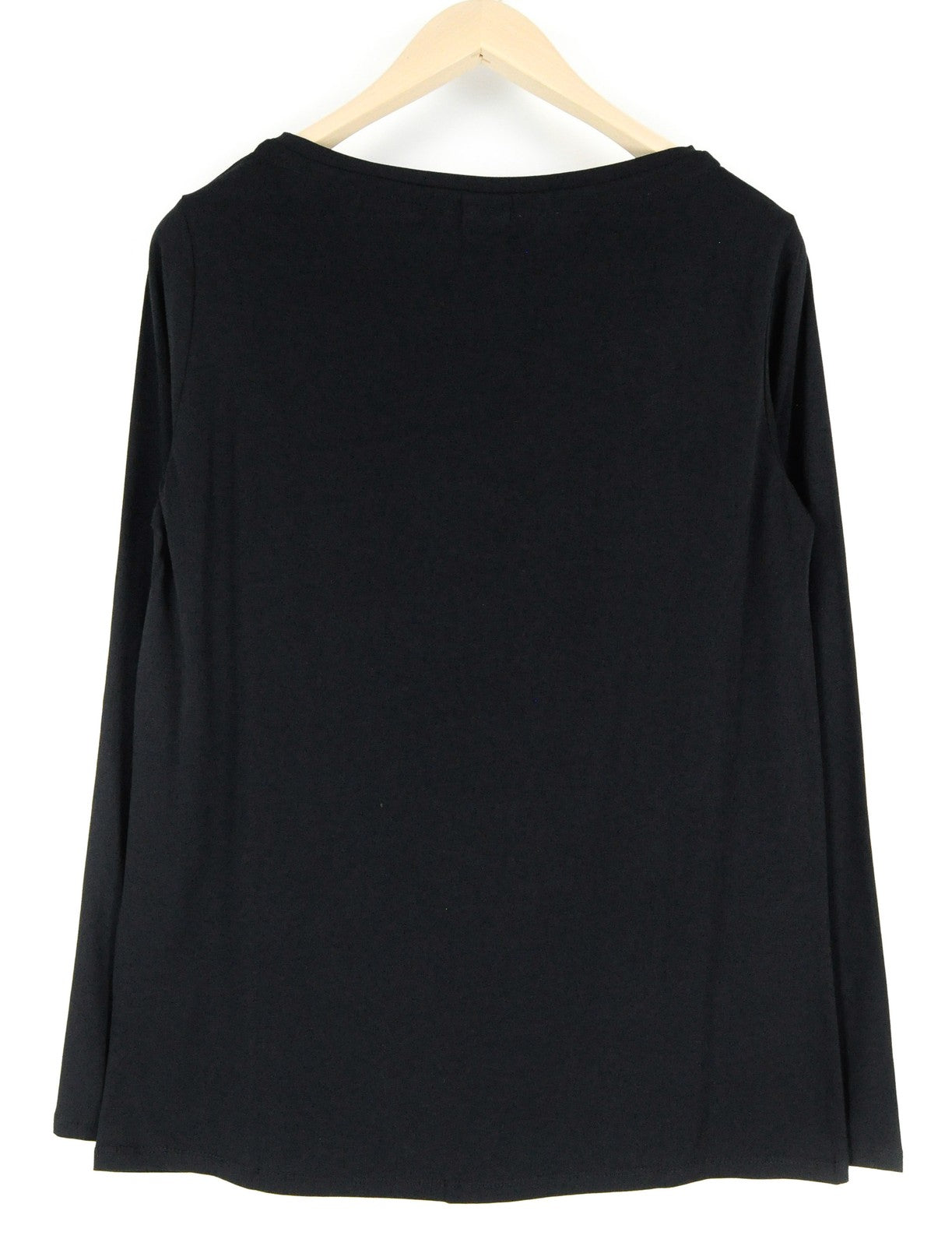 MARINA YACHTING Women T-Shirt L Long Sleeve Rhinestone Logo Black Cotton Stretch