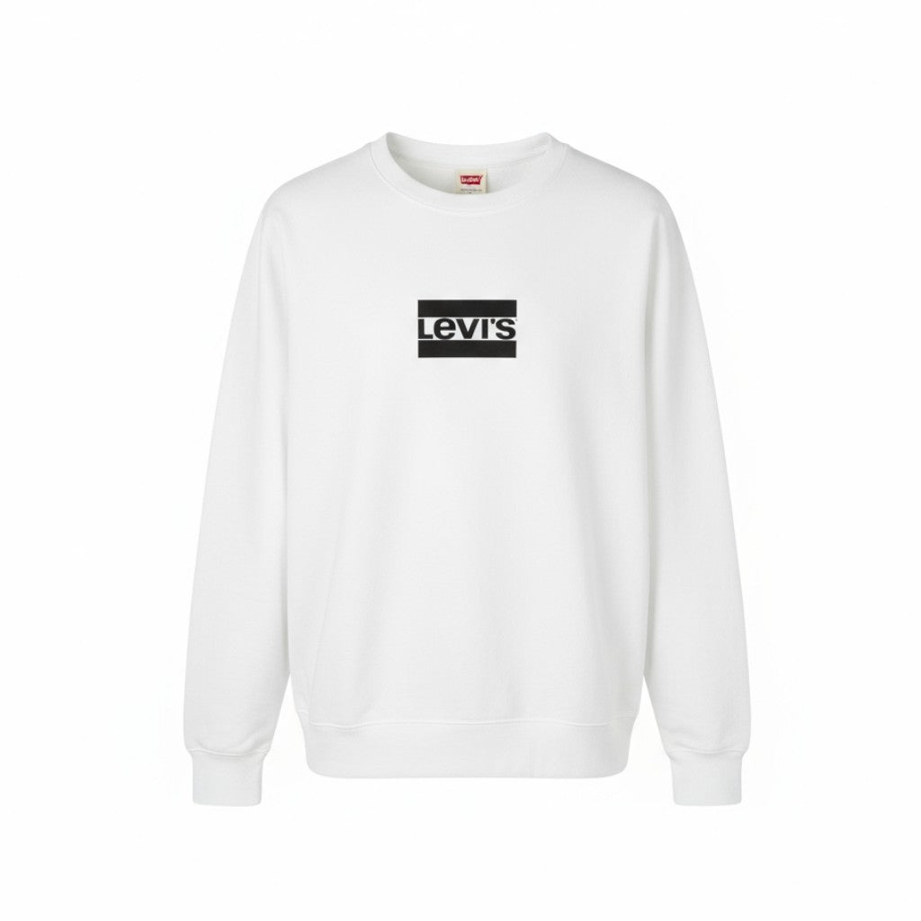 LEVI'S Standard Fit Men Sweatshirt 2XL White Crew Front Logo Pull On