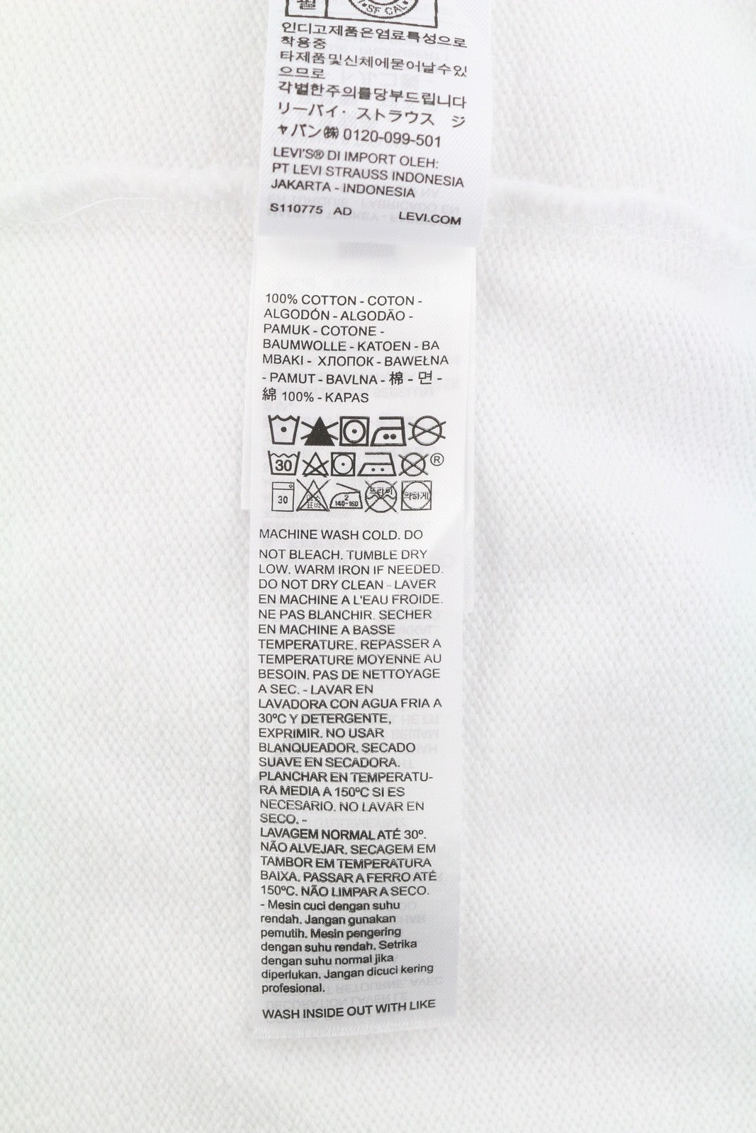 LEVI'S Standard Fit Men Sweatshirt 2XL White Crew Front Logo Pull On