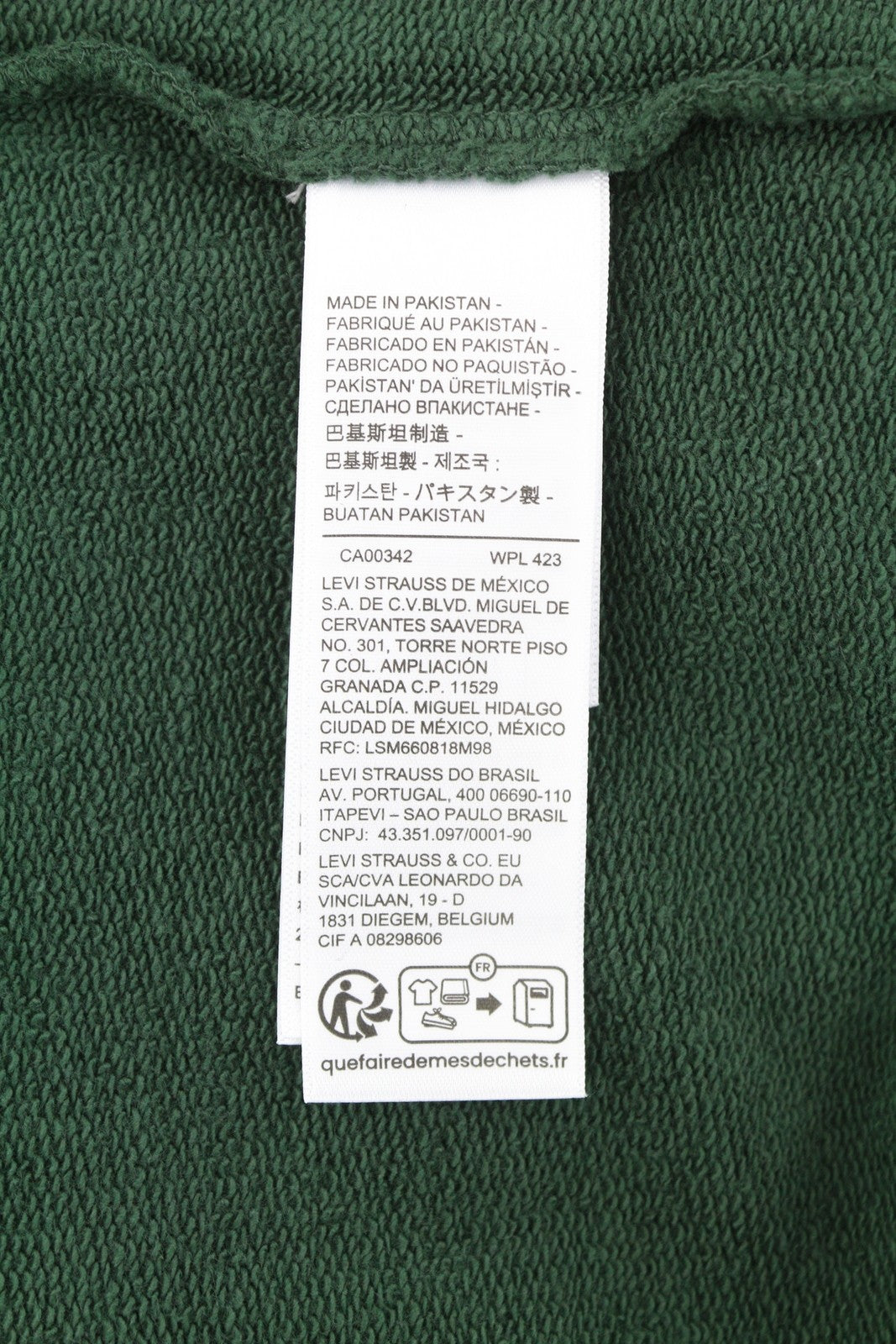 LEVI'S Relaxed Fit Men Hoodie S Green Embroidered Logo Kangaroo Pull On