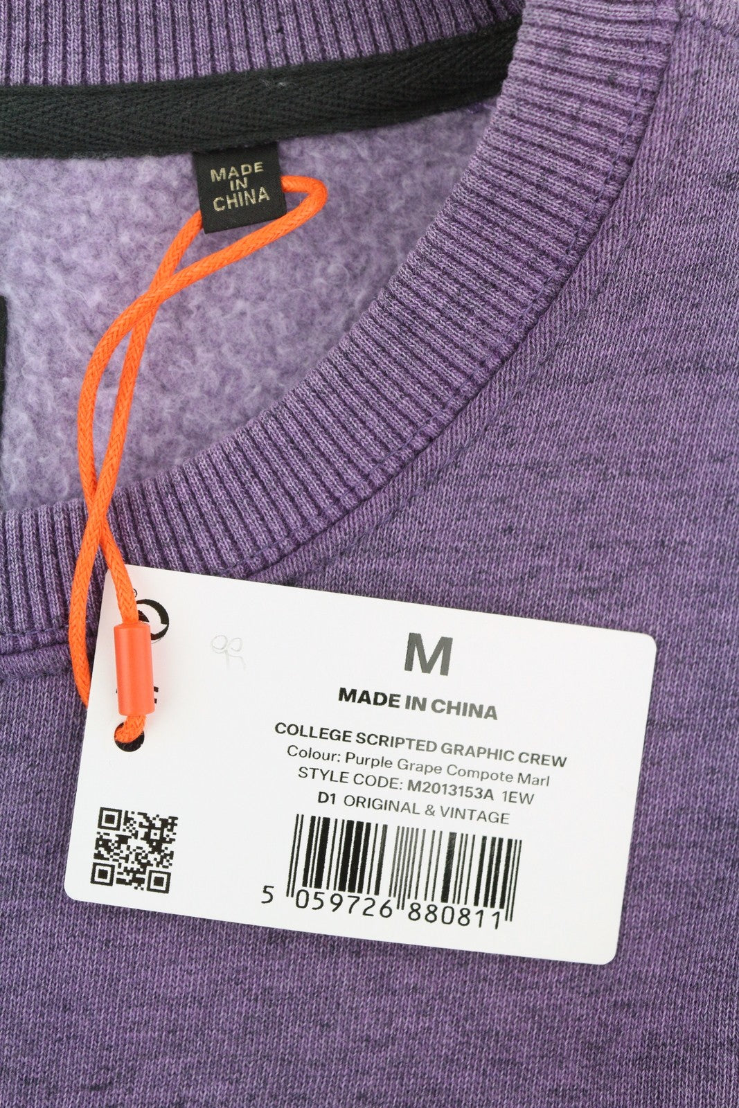 SUPERDRY College Script Graphic Men Sweatshirt M Purple Melange Pull On