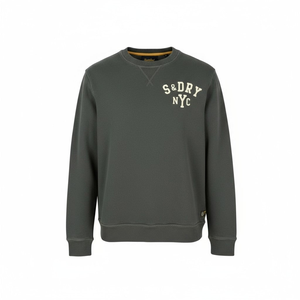 SUPERDRY Vintage Athletic Men Sweatshirt M Grey Front Logo Cotton Pull On