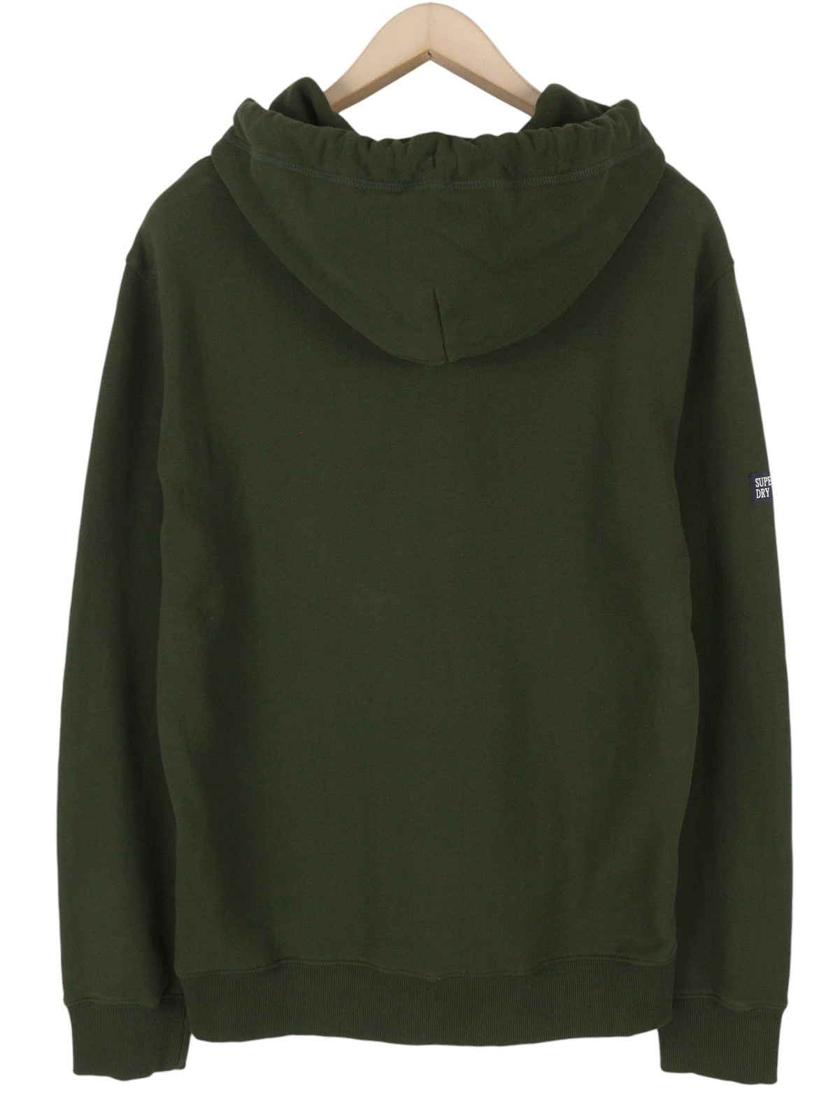 SUPERDRY Embroidered VL Logo Men Hoodie M Green Kangaroo Cotton Pull On