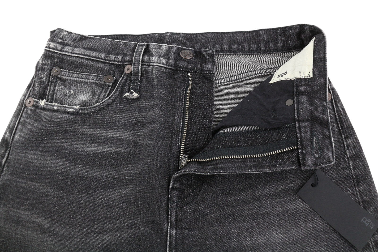 R13 Courtney Slim moteriški džinsai 27 Everit juodi išblukę trumpi džinsai su užtrauktuku 