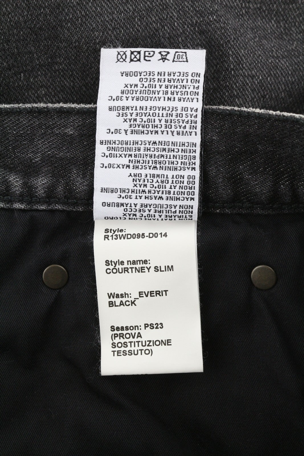 R13 Courtney Slim moteriški džinsai 27 Everit juodi išblukę trumpi džinsai su užtrauktuku 