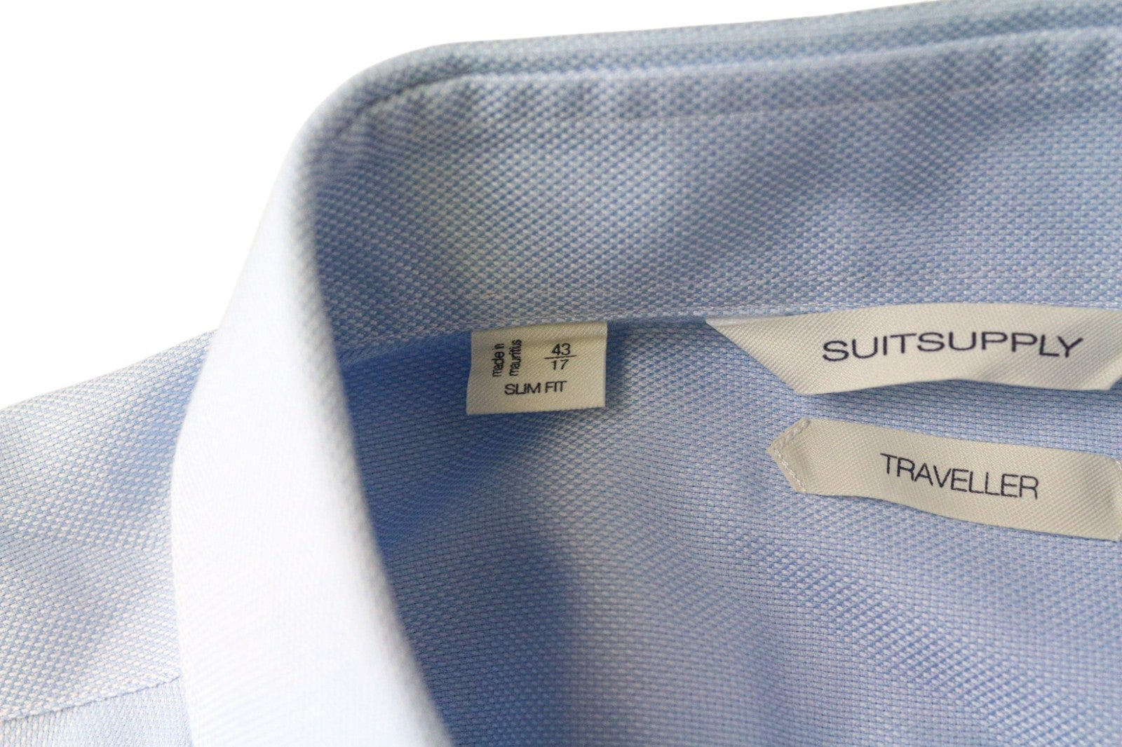 SUITSUPPLY vyriški marškiniai 43/17 ploni mėlyni medvilniniai ilgomis rankovėmis oficialūs marškiniai 