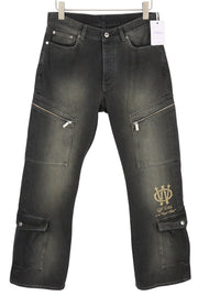 BALTOS VIRGIL ABLOH gotikinės Ow skate cargo vyriškos džinsinės kelnės W34 juodos išblukintos F25 