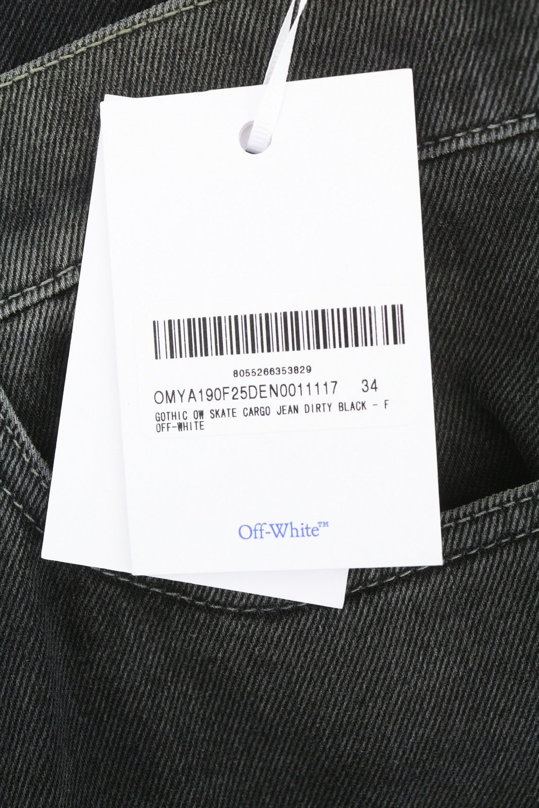 BALTOS VIRGIL ABLOH gotikinės Ow skate cargo vyriškos džinsinės kelnės W34 juodos išblukintos F25 