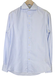 SUITSUPPLY Men's Formal Shirt 37/14 1/2 Extra Slim Blue Cotton Stripe Pattern