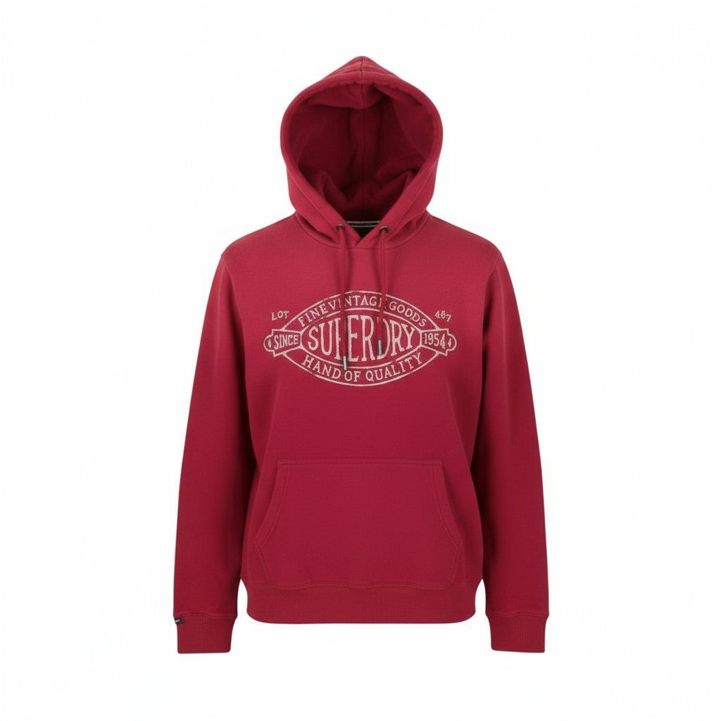 SUPERDRY Lo-Fi Outdoors Relaxed Men Hoodie M Red Washed Kangaroo Pull On