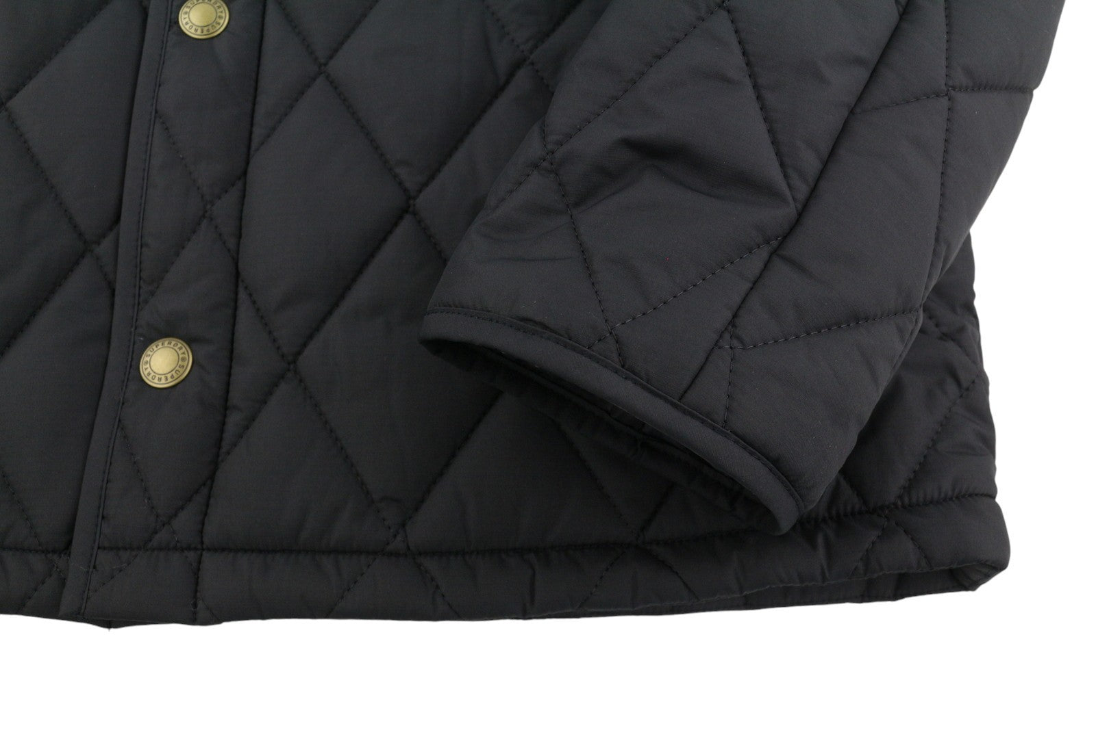 SUPERDRY Quilted Estate Country Men Jacket M Black Lightweight Snap Buttons