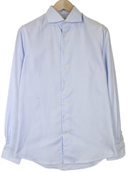 SUITSUPPLY Men's Formal Shirt 39/15 1/2 Extra Slim Blue Cotton Striped Sleeve