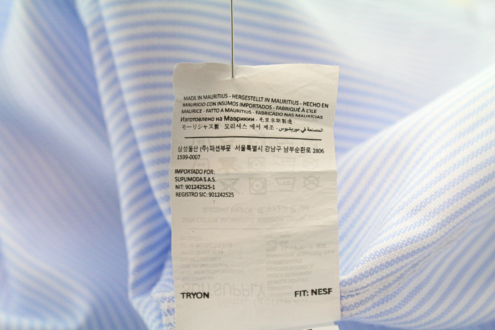 SUITSUPPLY Men's Formal Shirt 39/15 1/2 Extra Slim Blue Cotton Striped Sleeve