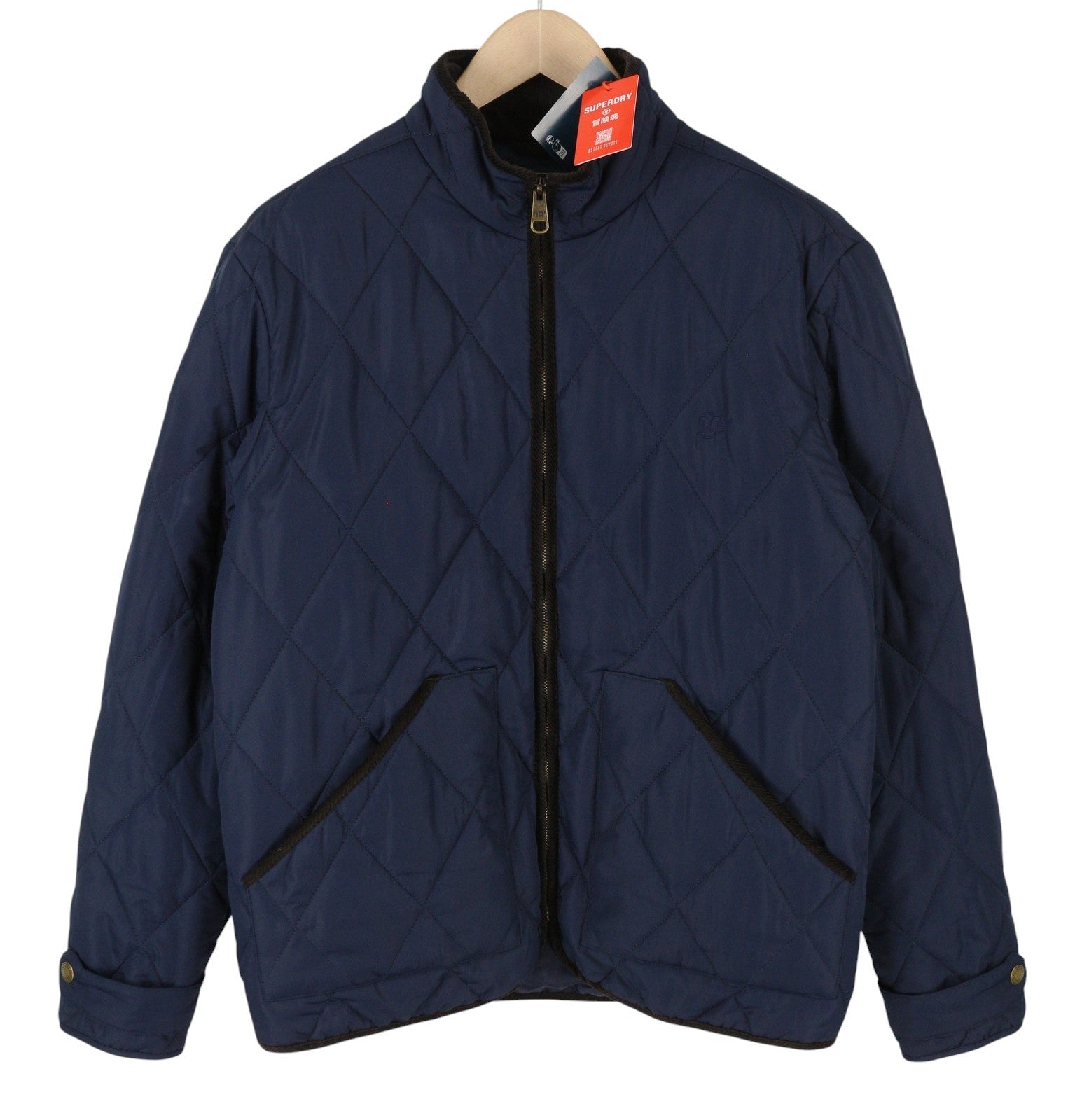 SUPERDRY Quilted Estate Liner Men Jacket M Blue Padded High Neck Lightweight