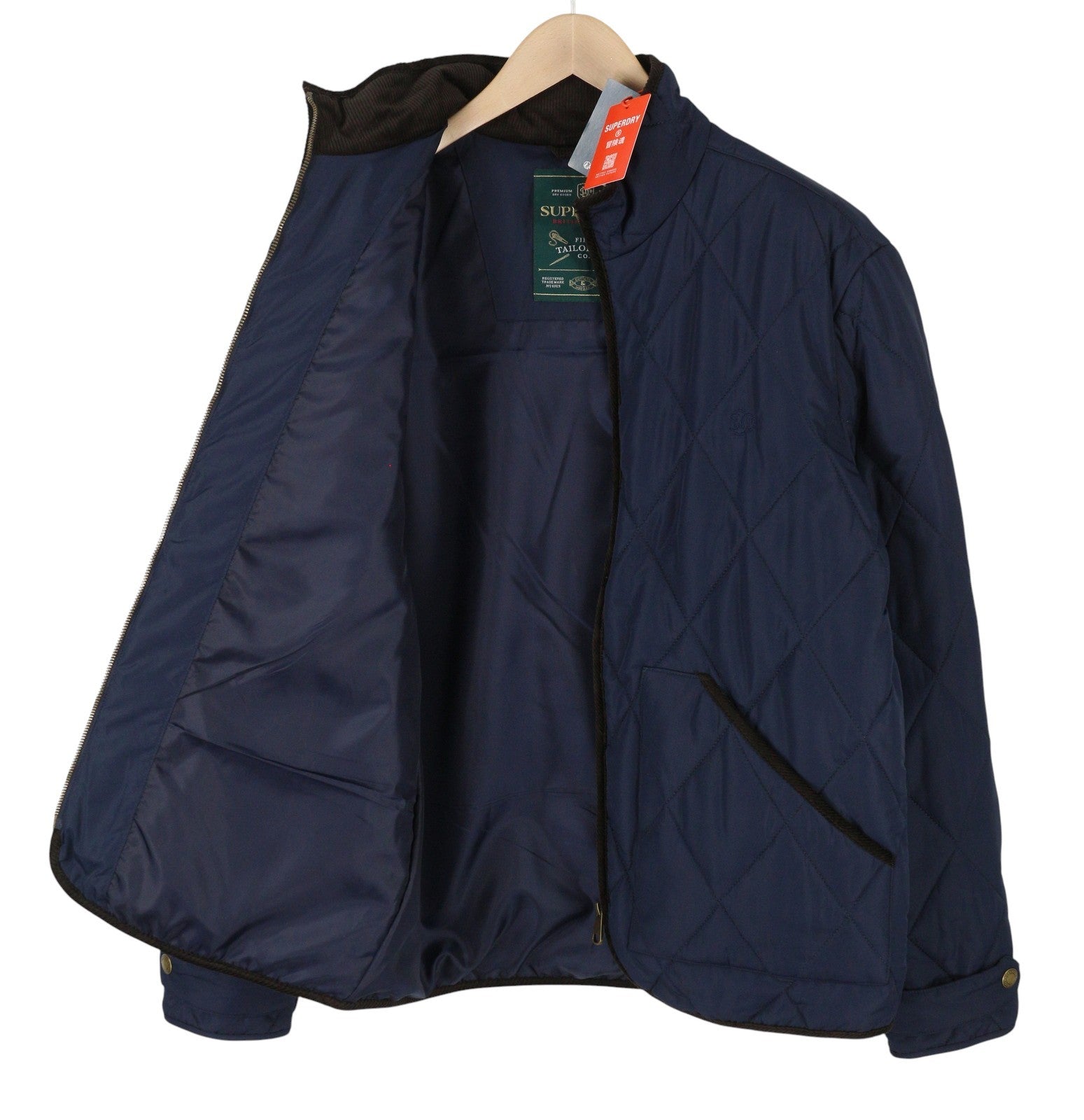 SUPERDRY Quilted Estate Liner Men Jacket M Blue Padded High Neck Lightweight