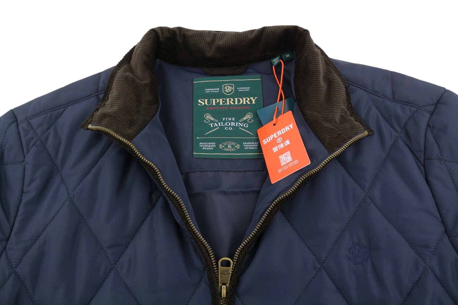 SUPERDRY Quilted Estate Liner Men Jacket M Blue Padded High Neck Lightweight