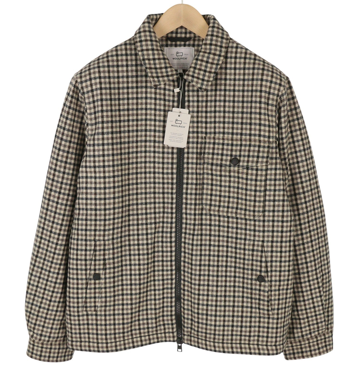 WOOLRICH Sherpa Timber Check Overshirt Men Jacket L Brown Wool Blend RRP515