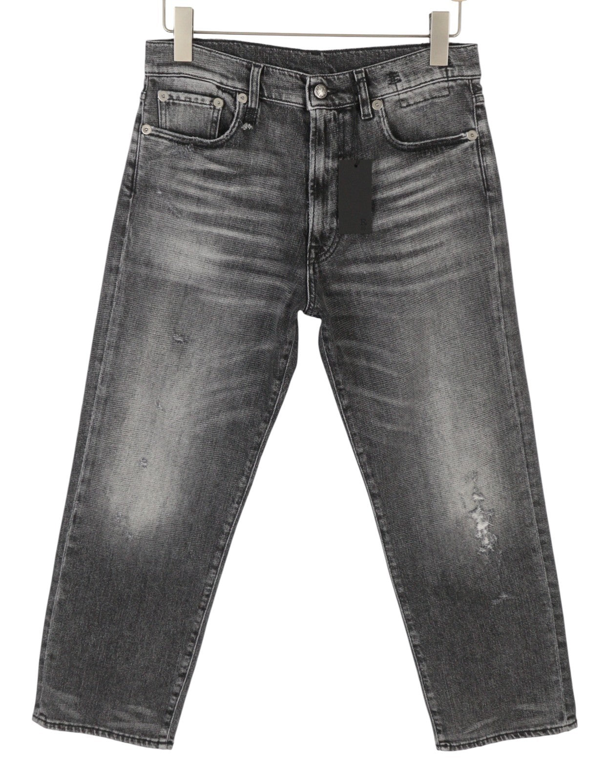 R13 Boyfriend Women Jeans 27 Vintage Grey Faded Distress Cropped PS26 RRP595