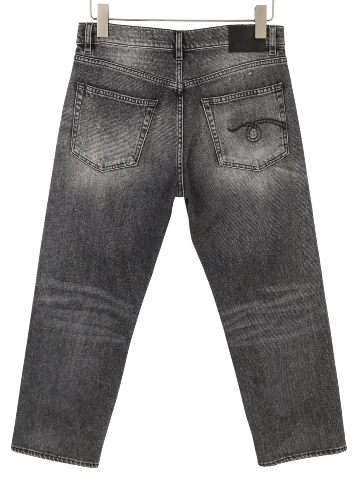 R13 Boyfriend Women Jeans 27 Vintage Grey Faded Distress Cropped PS26 RRP595
