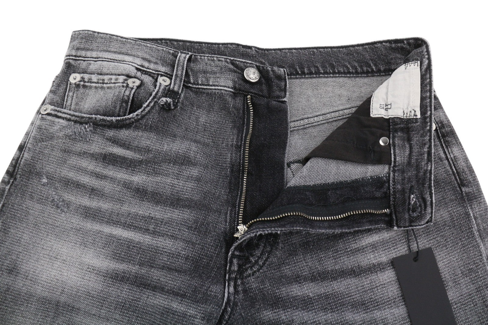 R13 Boyfriend Women Jeans 27 Vintage Grey Faded Distress Cropped PS26 RRP595