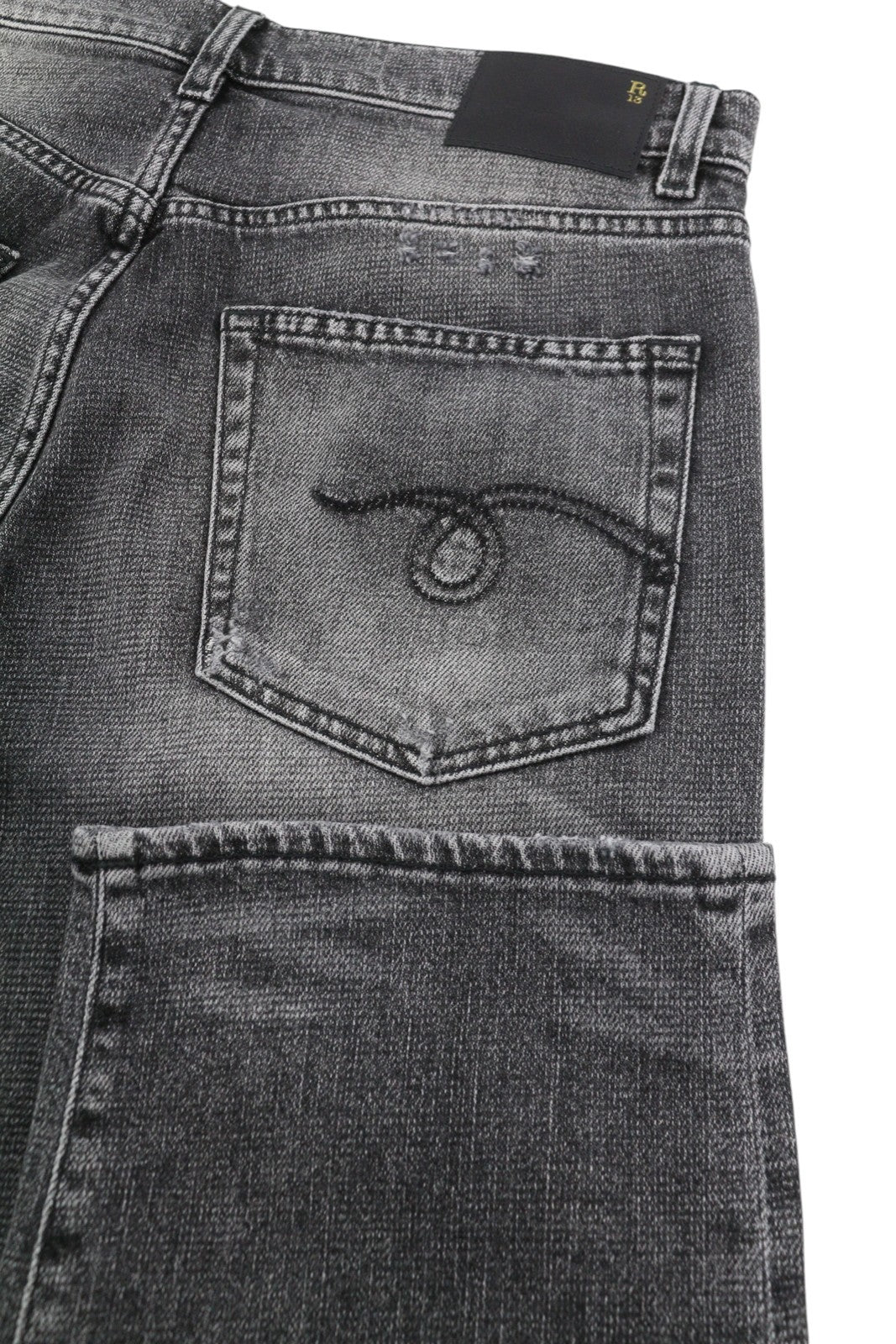 R13 Boyfriend Women Jeans 27 Vintage Grey Faded Distress Cropped PS26 RRP595