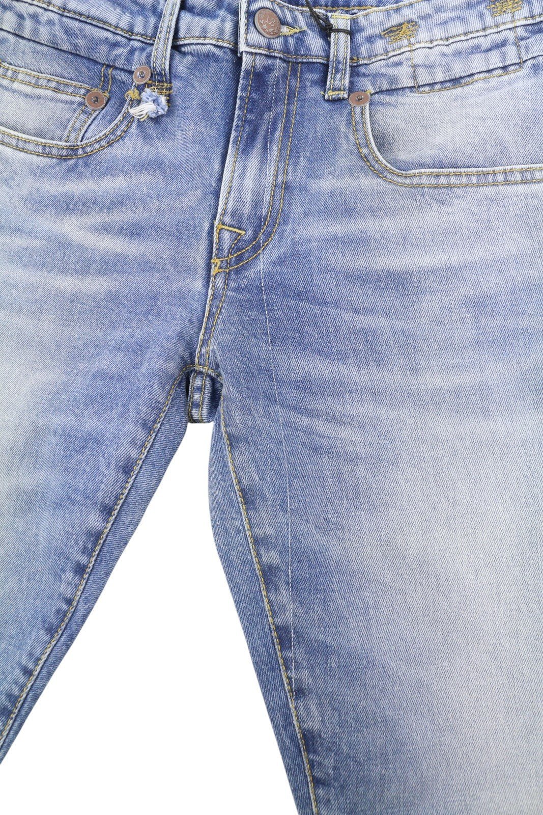 R13 Boy Skinny Women Jeans 27 Jasper Stretch Cropped Ankle Zip Faded Blue