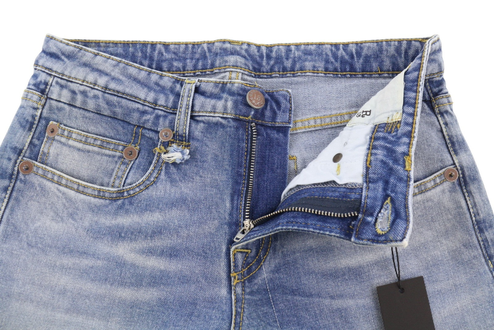 R13 Boy Skinny Women Jeans 27 Jasper Stretch Cropped Ankle Zip Faded Blue