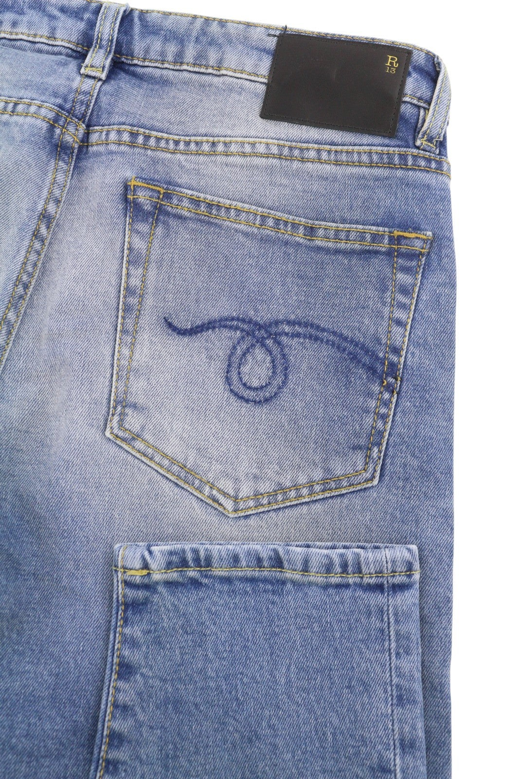 R13 Boy Skinny Women Jeans 27 Jasper Stretch Cropped Ankle Zip Faded Blue