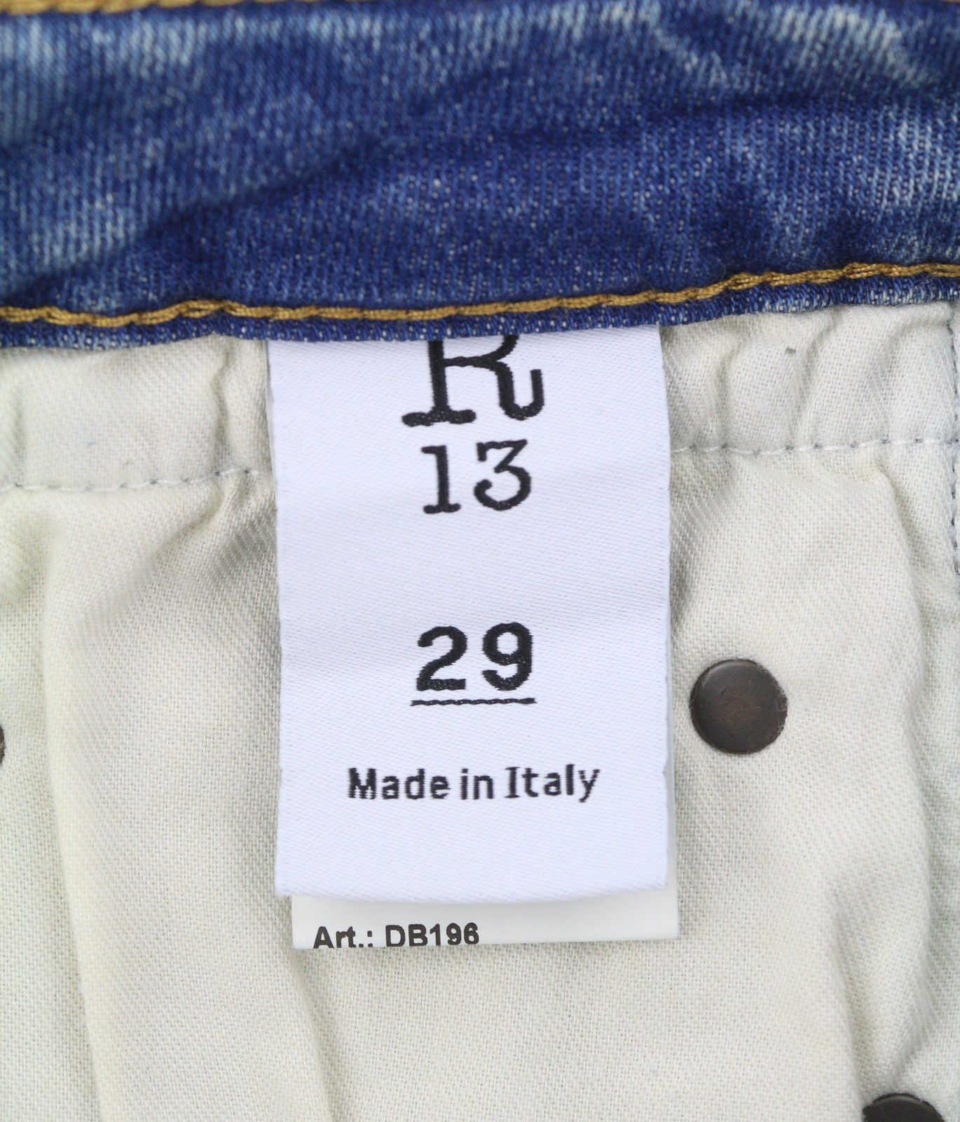 R13 Boy Straight Women Jeans 29 Kelly Stretch Cropped Blue FW25 RRP699
