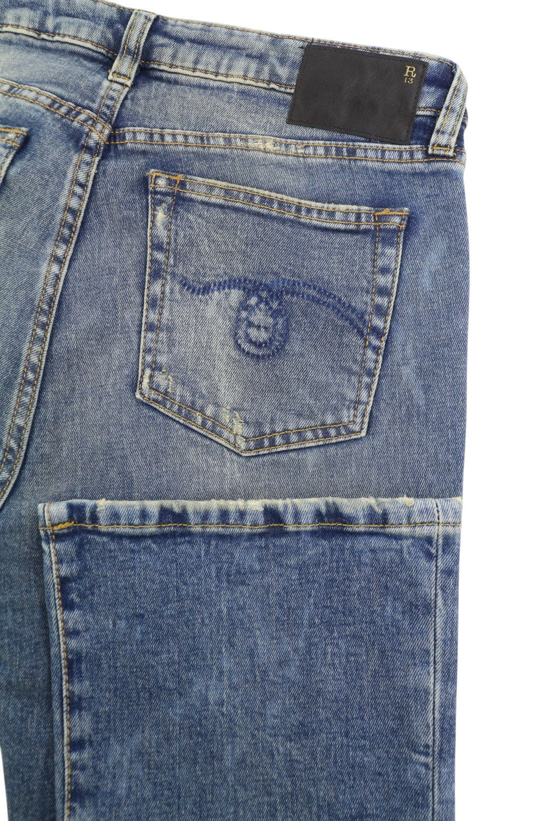 R13 Kick Fit Women Jeans 29 Kelly Stretch Flare Cropped Ankle Blue RRP699