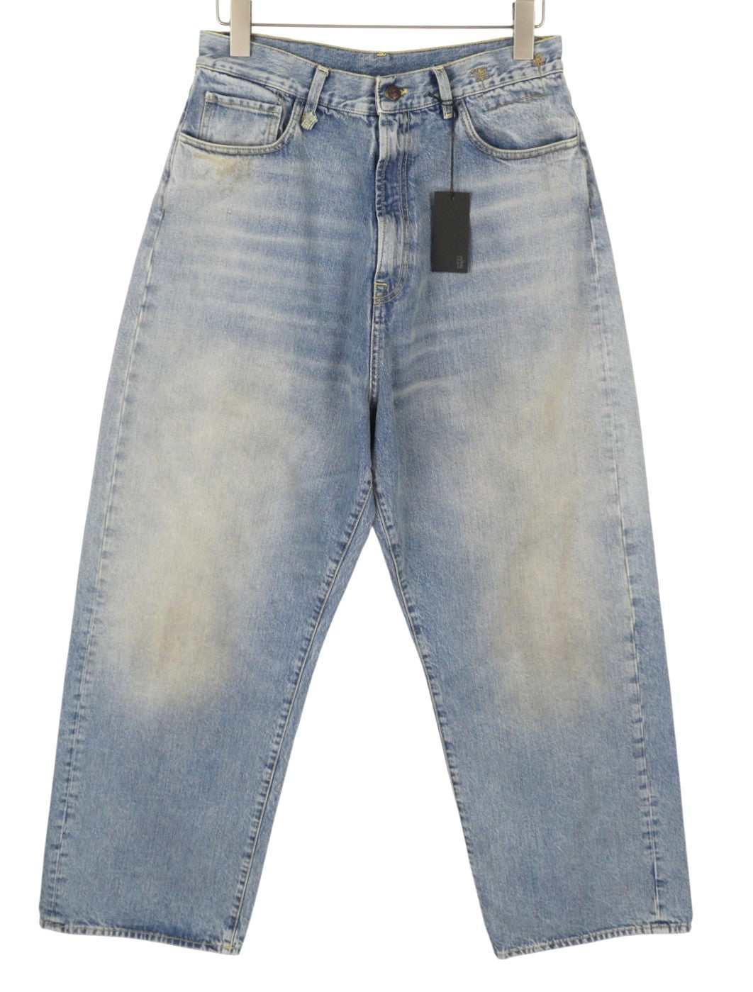 R13 Venti Women Jeans 28 Veiled Blue Whiskers Faded Baggy Low Rise