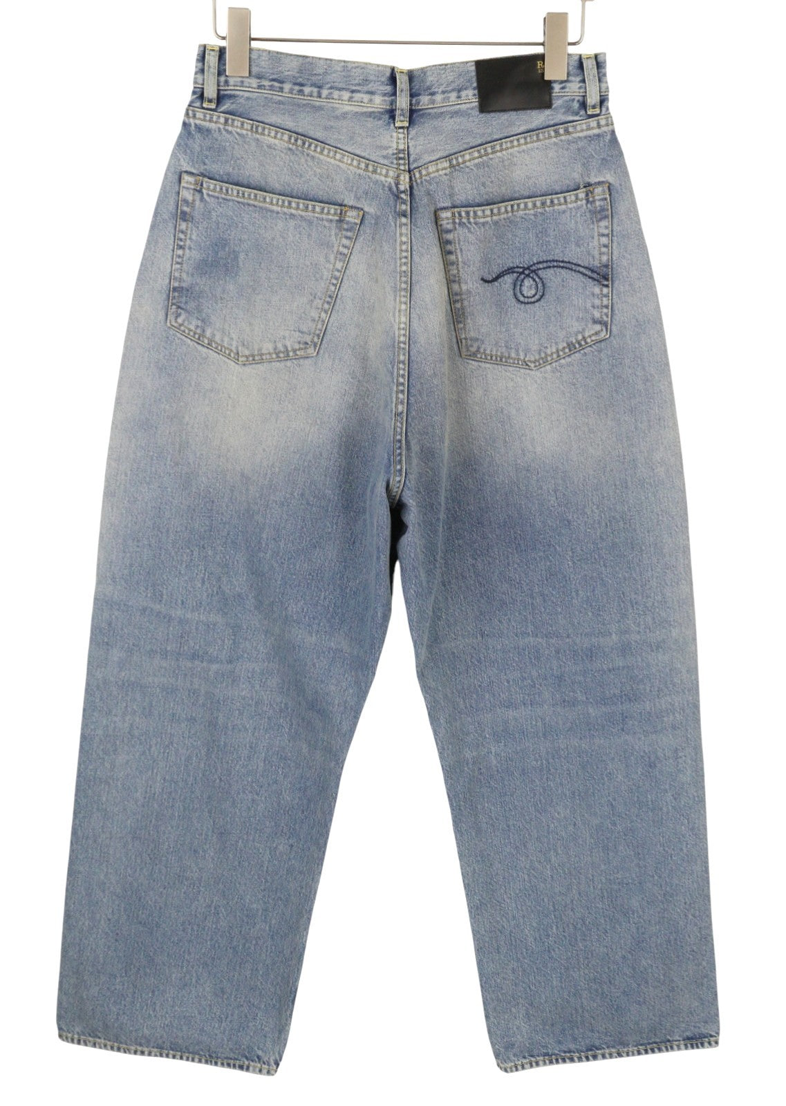 R13 Venti Women Jeans 28 Veiled Blue Whiskers Faded Baggy Low Rise
