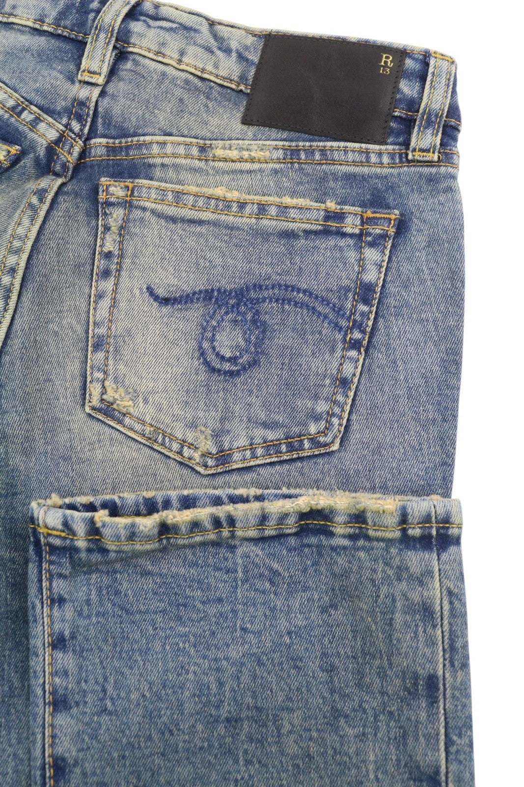 R13 Kick Fit Women Jeans 24 Kelly Stretch Flare Cropped Blue FW25 RRP699