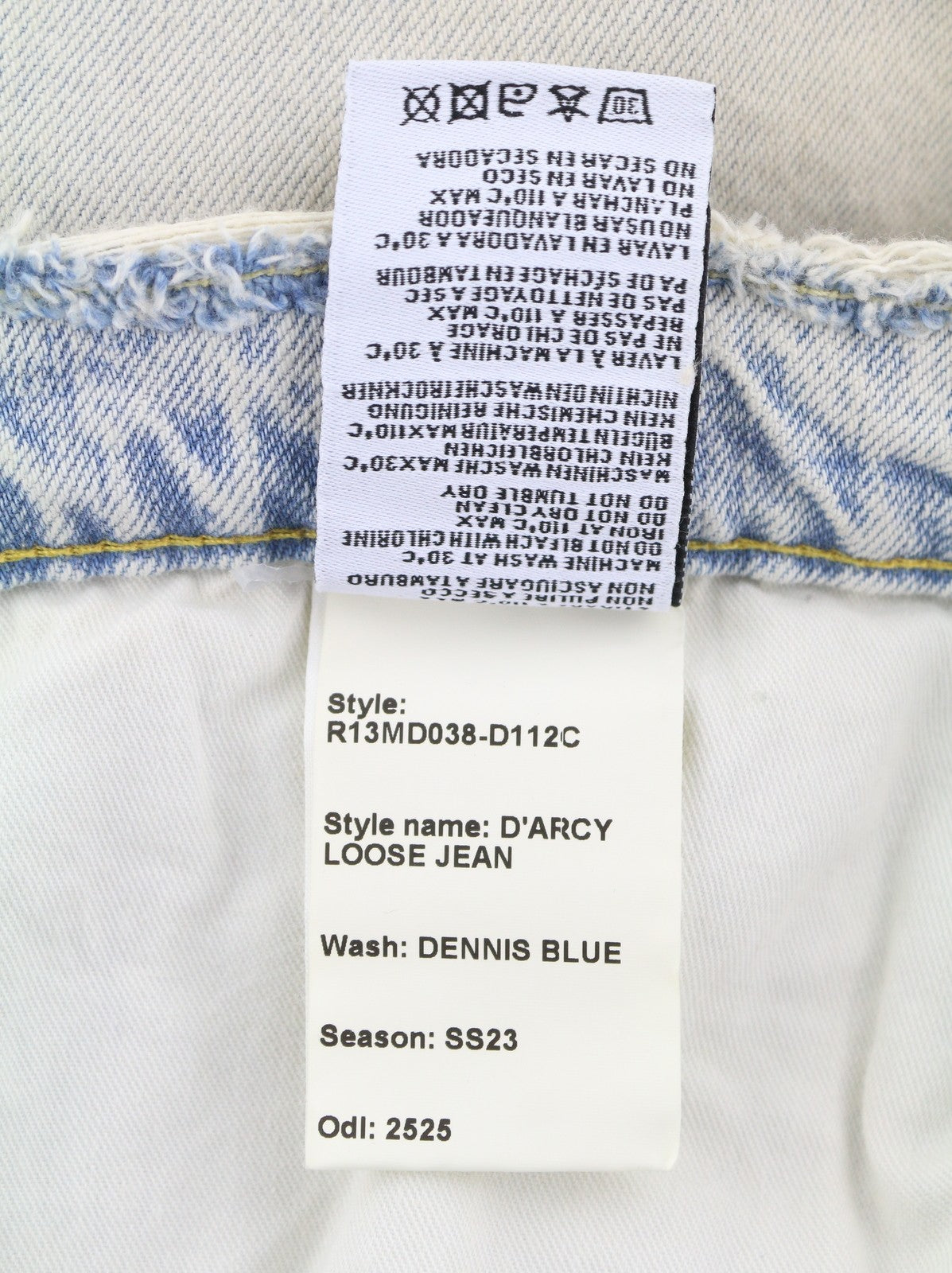 R13 D'Arcy Loose Men Jeans 38 Dennis Blue Faded Ripped Distress Aged Look