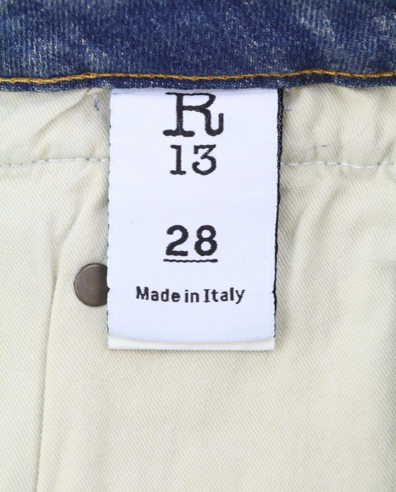 R13 Boy Straight Women Jeans 28 Kelly Stretch Cropped Zip Blue RRP699
