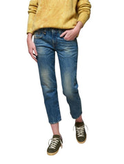 R13 Boy Straight Women Jeans 31 Kelly Stretch Cropped Washed Blue FW25 RRP699