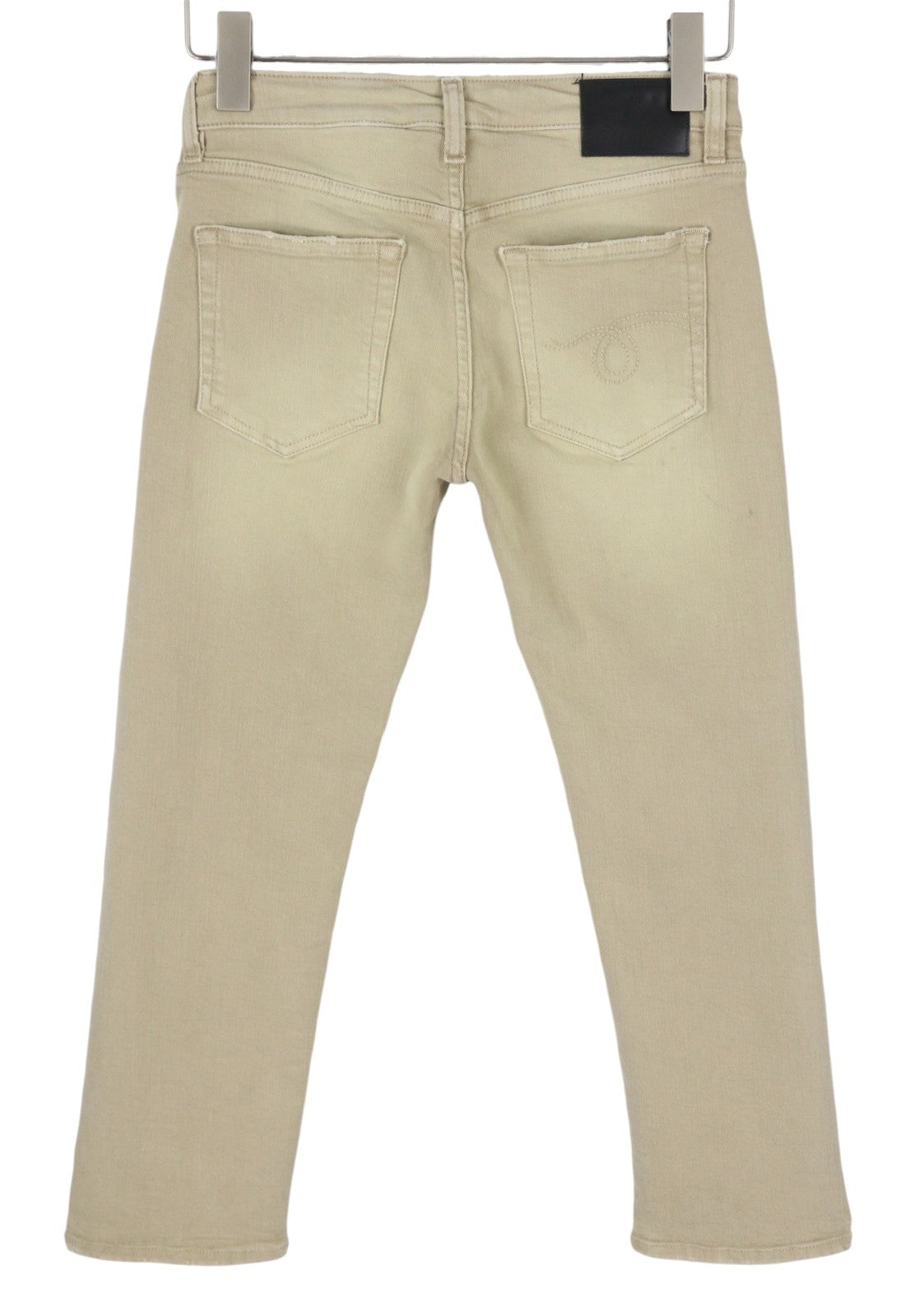 R13 Women Jeans W28 Beige Faded Stretch Cropped Ankle Zipper