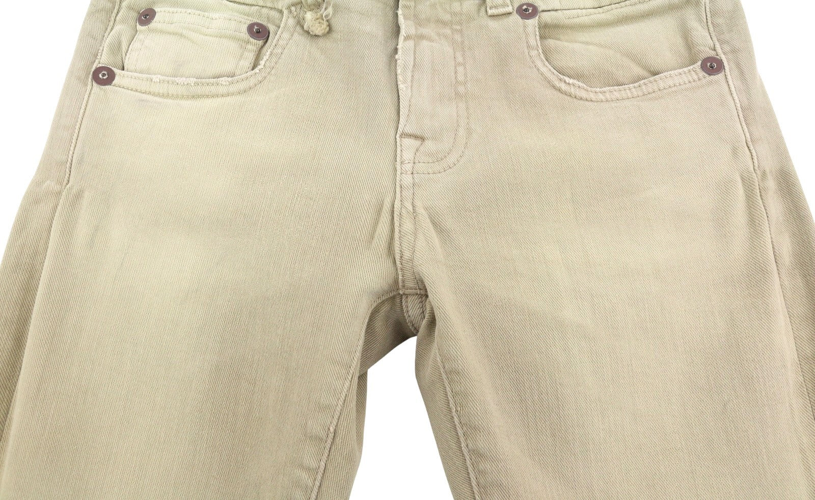R13 Women Jeans W28 Beige Faded Stretch Cropped Ankle Zipper