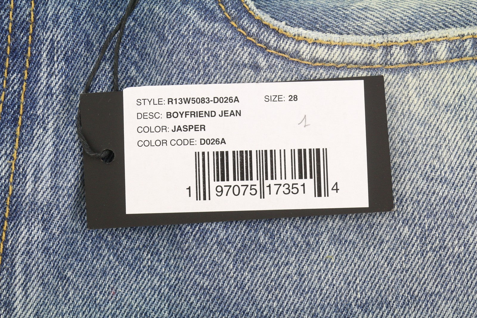 R13 Boyfriend Women Jeans 28 Jasper Blue Cropped Whiskered FW25 RRP699