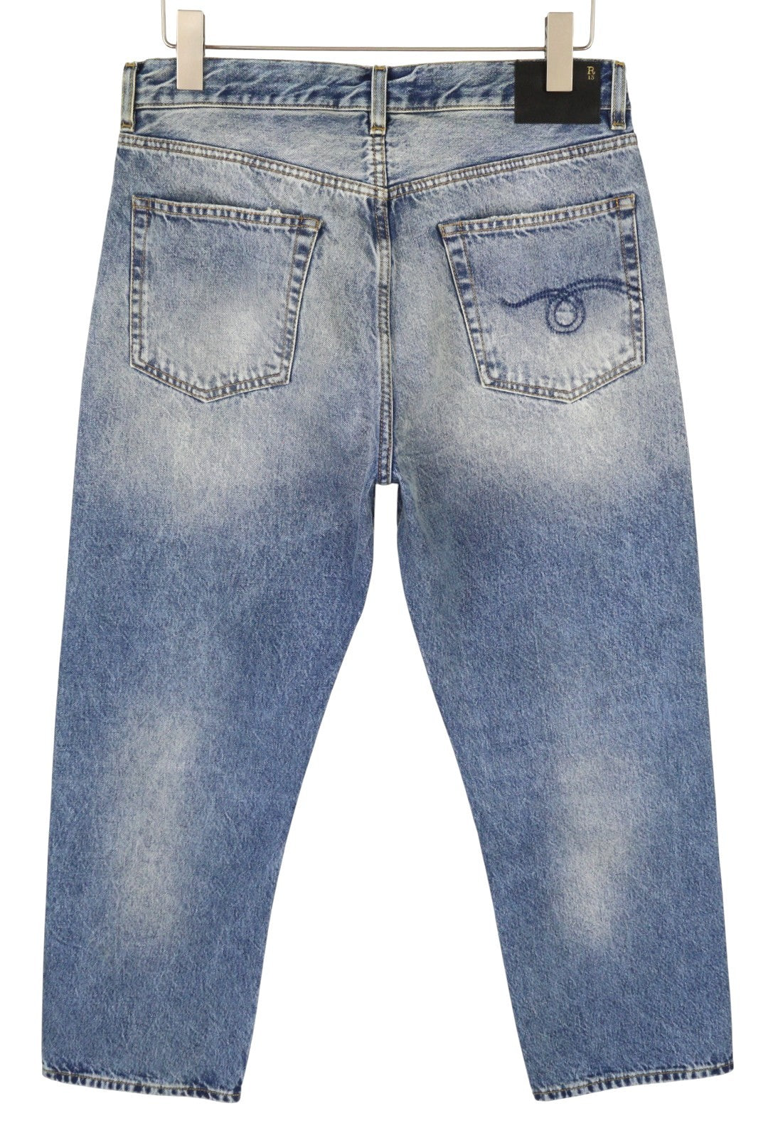 R13 Boyfriend Women Jeans 28 Jasper Faded Ankle Blue Zip Detail FW25 RRP699