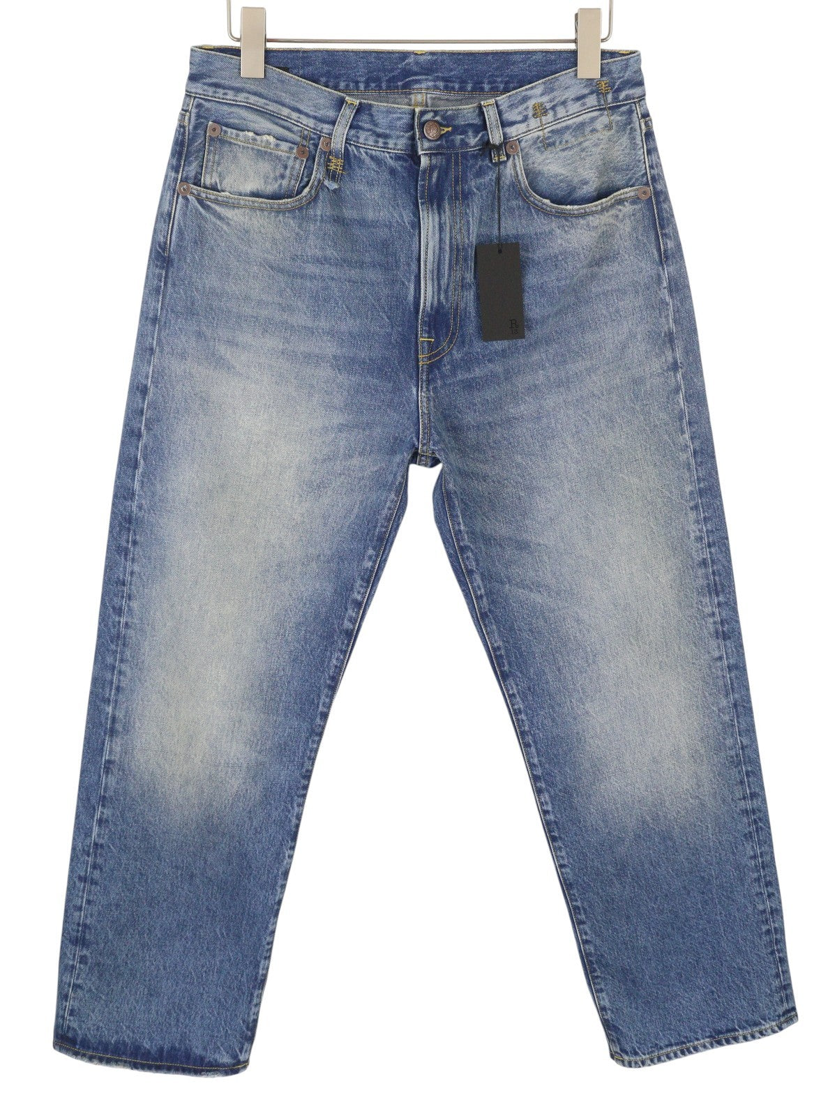 R13 Cuffed X-BF Women Jeans 28 Jasper Whiskered Straight Blue PF25