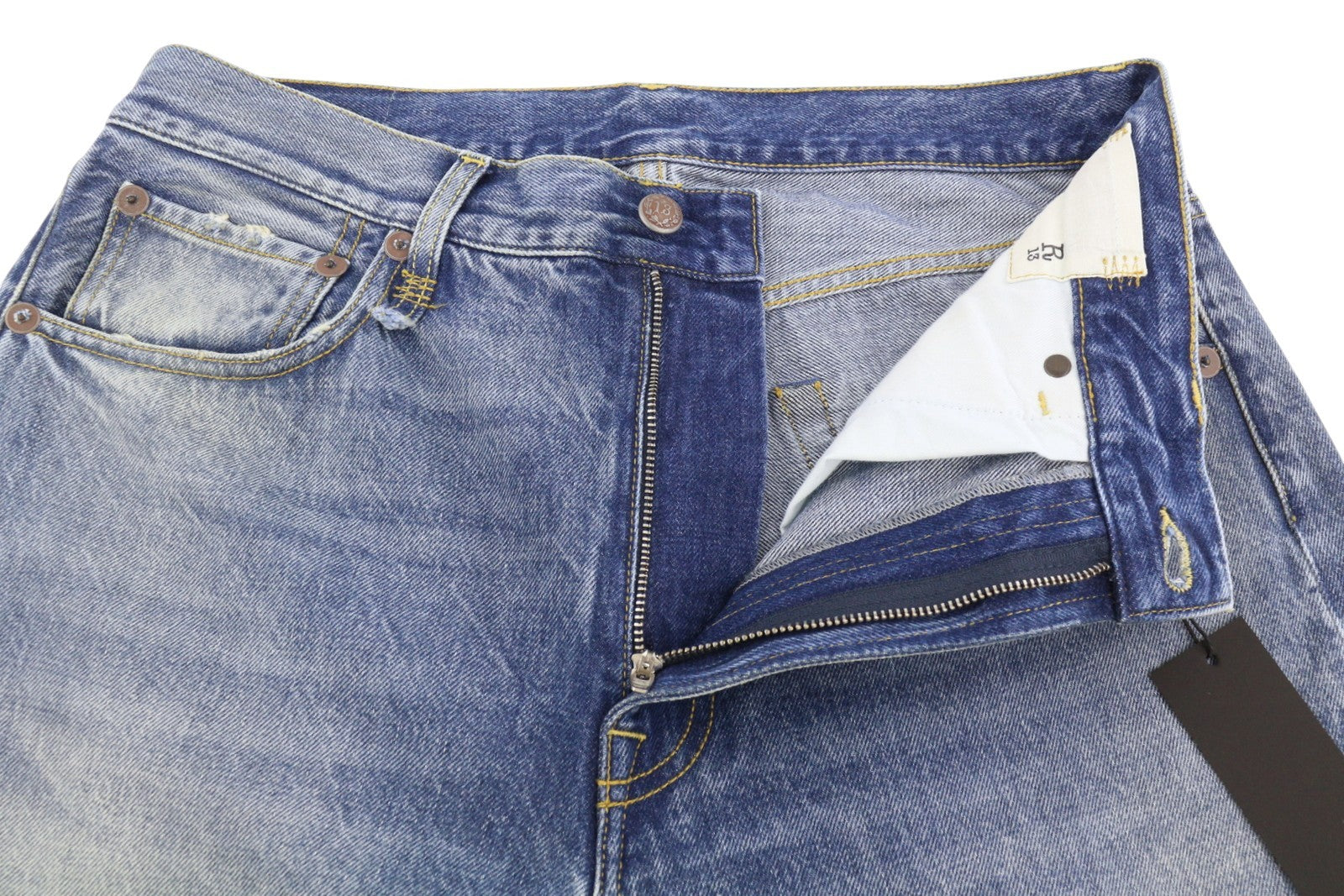 R13 Cuffed X-BF Women Jeans 28 Jasper Whiskered Straight Blue PF25