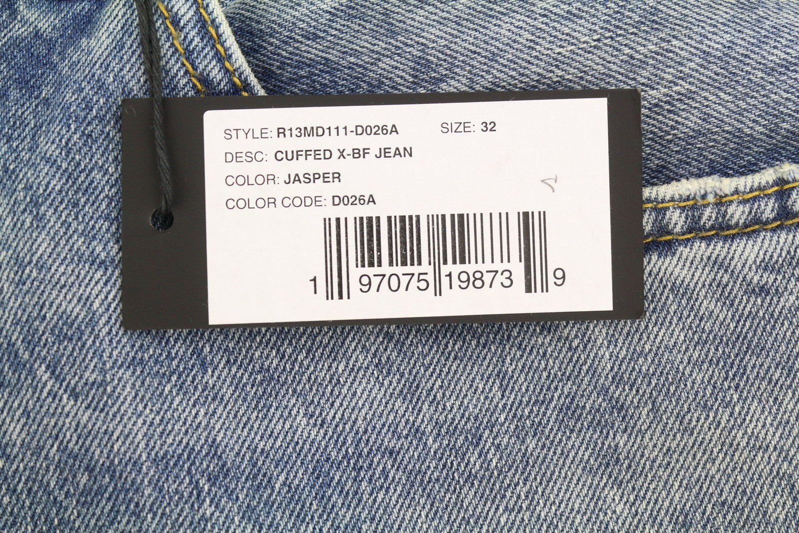 R13 Cuffed X-BF Women Jeans 32 Jasper Straight Leg Faded Blue FW25