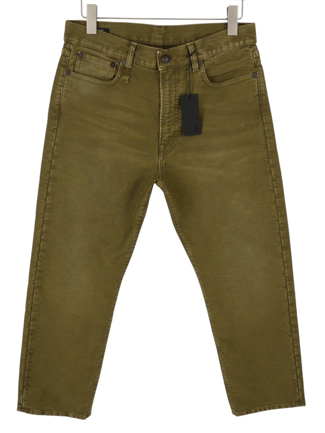 R13 Boyfriend Women Jeans 28 Olive Dyed Moleskin Zip Detail FW25 RRP790